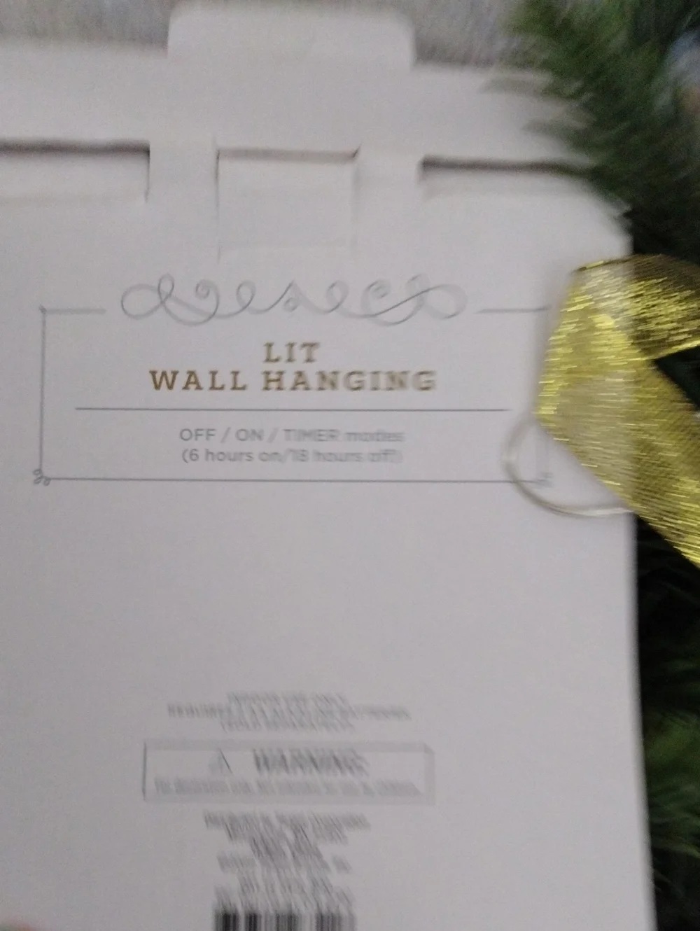 Green Holiday Pine Garland with Gold Ribbon - Decorative Home Holiday Accent